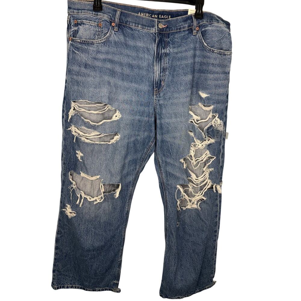 American Eagle Ex-Boyfriend Jeans Distressed 20 35W Low Rise Stretch Waistband
